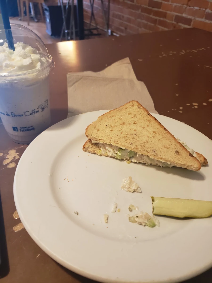 Chicken Salad on Wheat with a Vanilla Bean Frappe