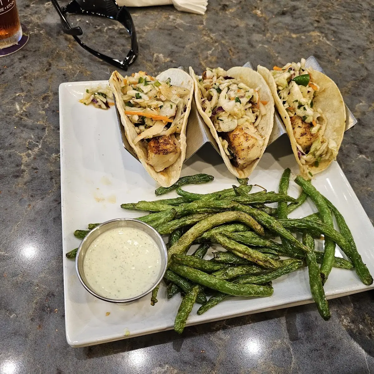 Blackened Fish Tacos and Green Beans