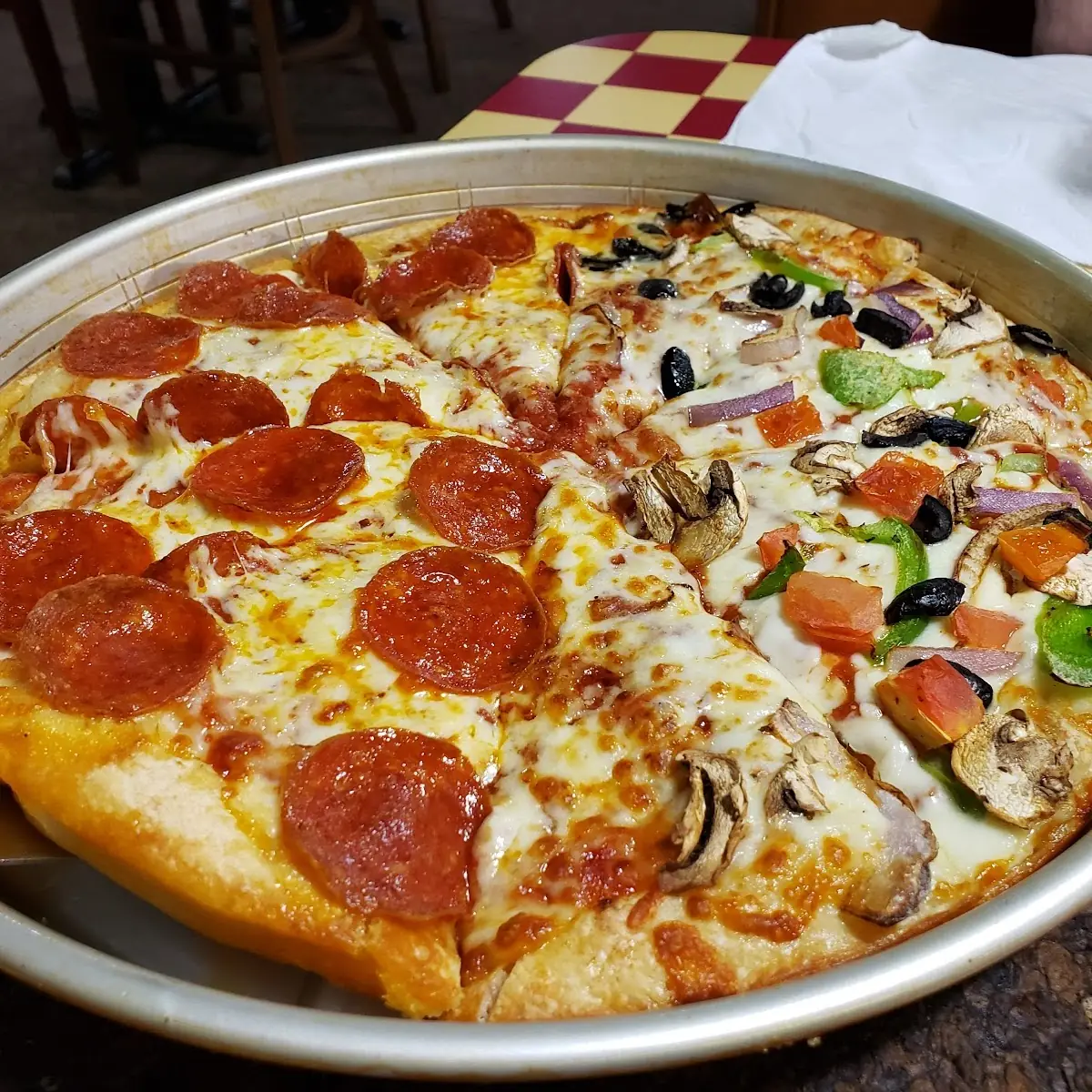 Pepperoni Pizza and Veggie Lovers Pizza