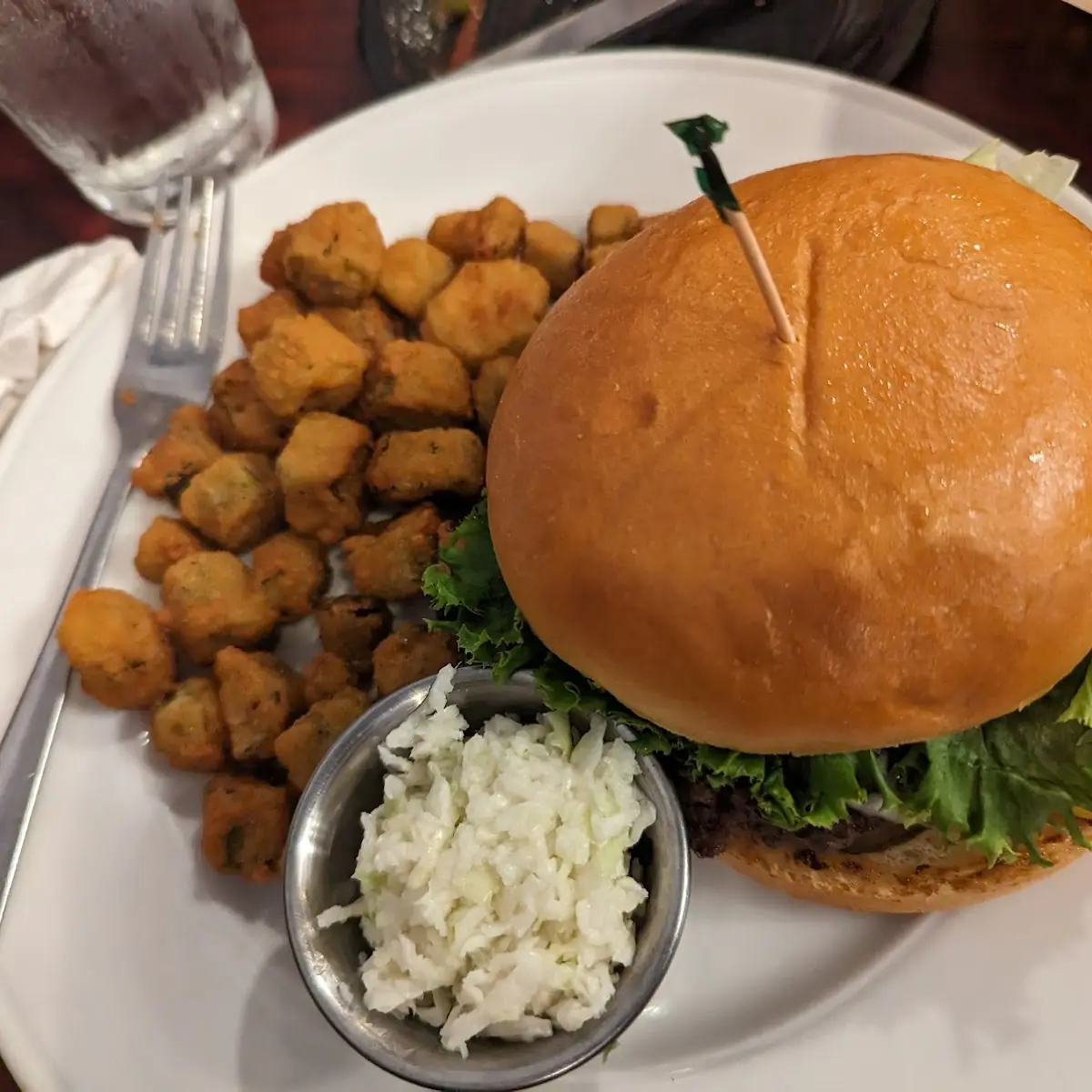 Burger and Fried Okra