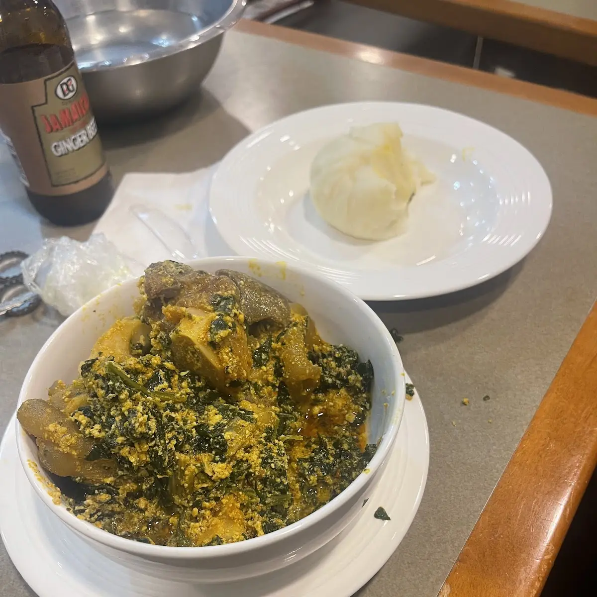 Egusi Soup with Assorted Meat and Pounded Yam