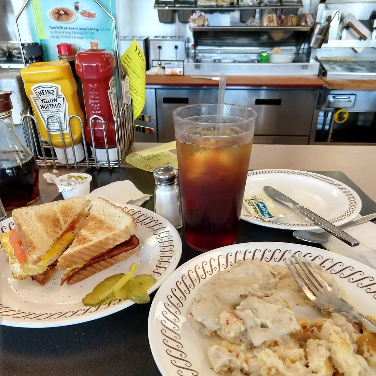 Biscuits & Gravy and Bacon Egg and Tomato Sandwich