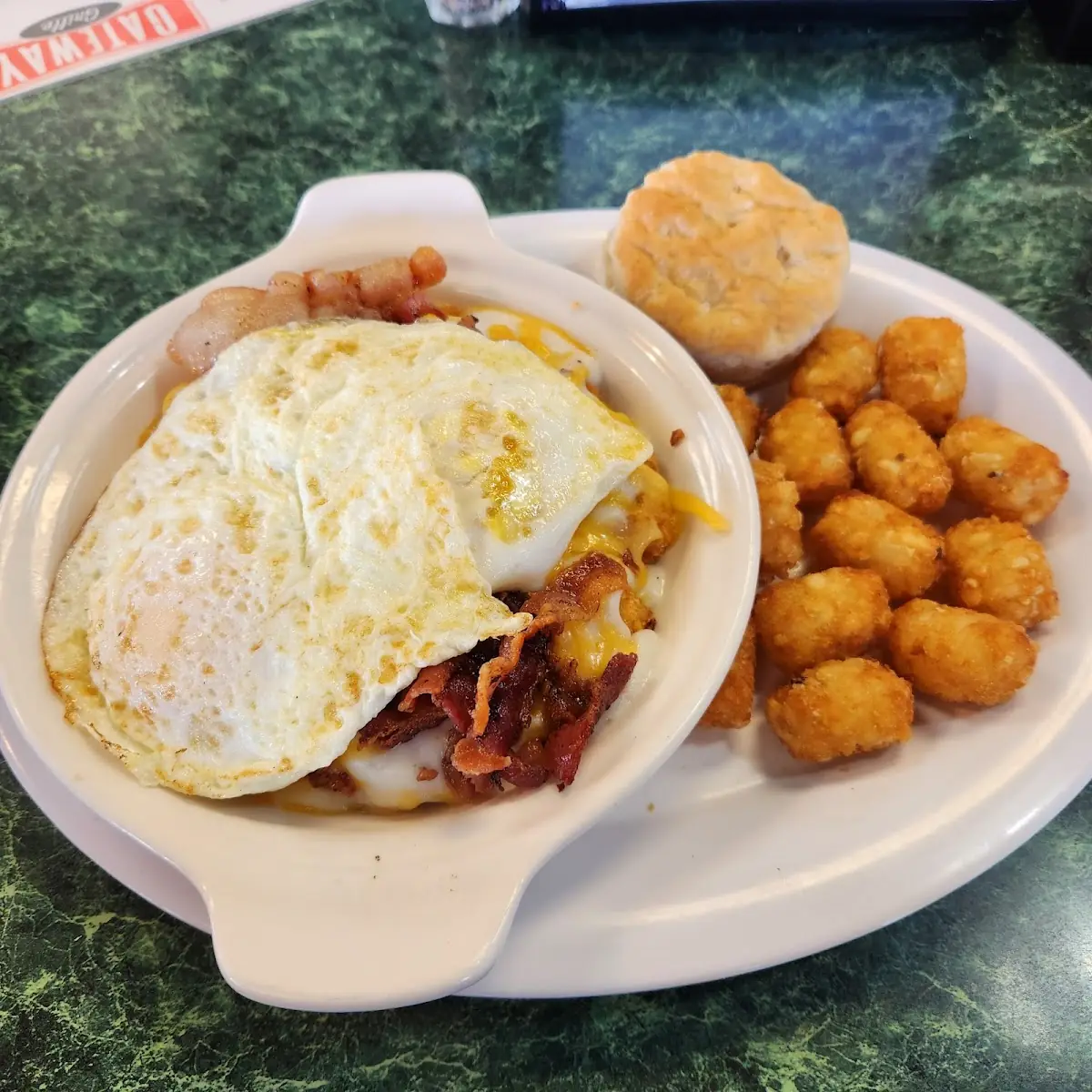 Bacon Sausage & Sausage Gravy Hash Brown Stack