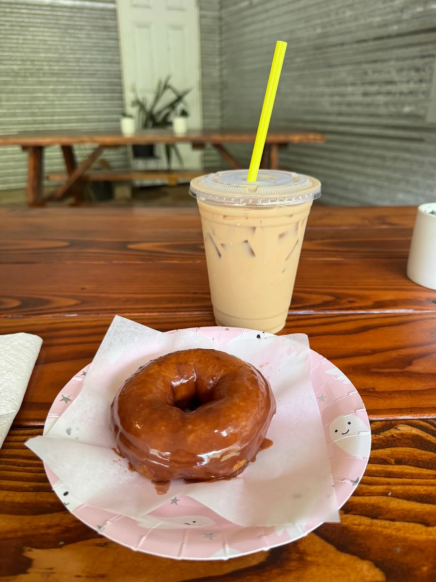 Iced Latte and Chocolate Donut