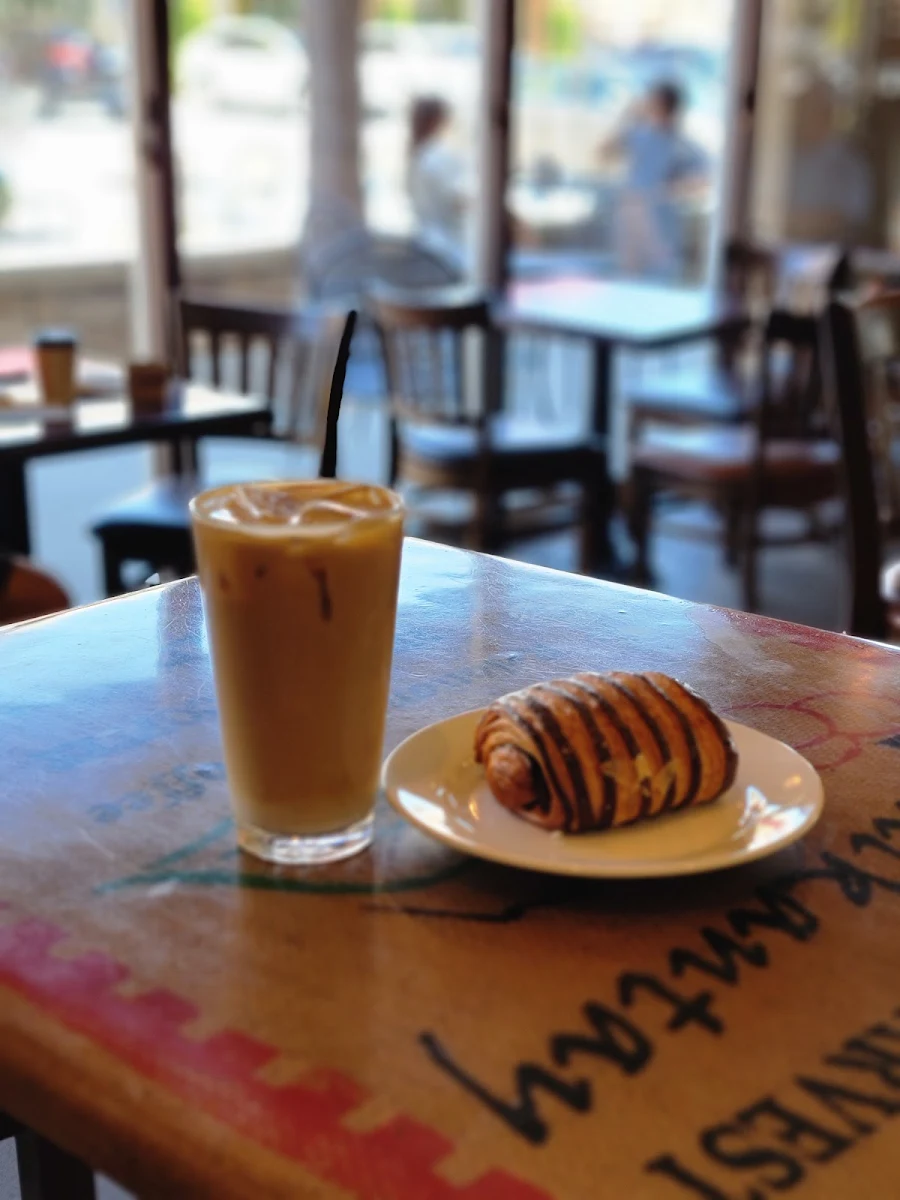 Iced Latte and Chocolate Croissant