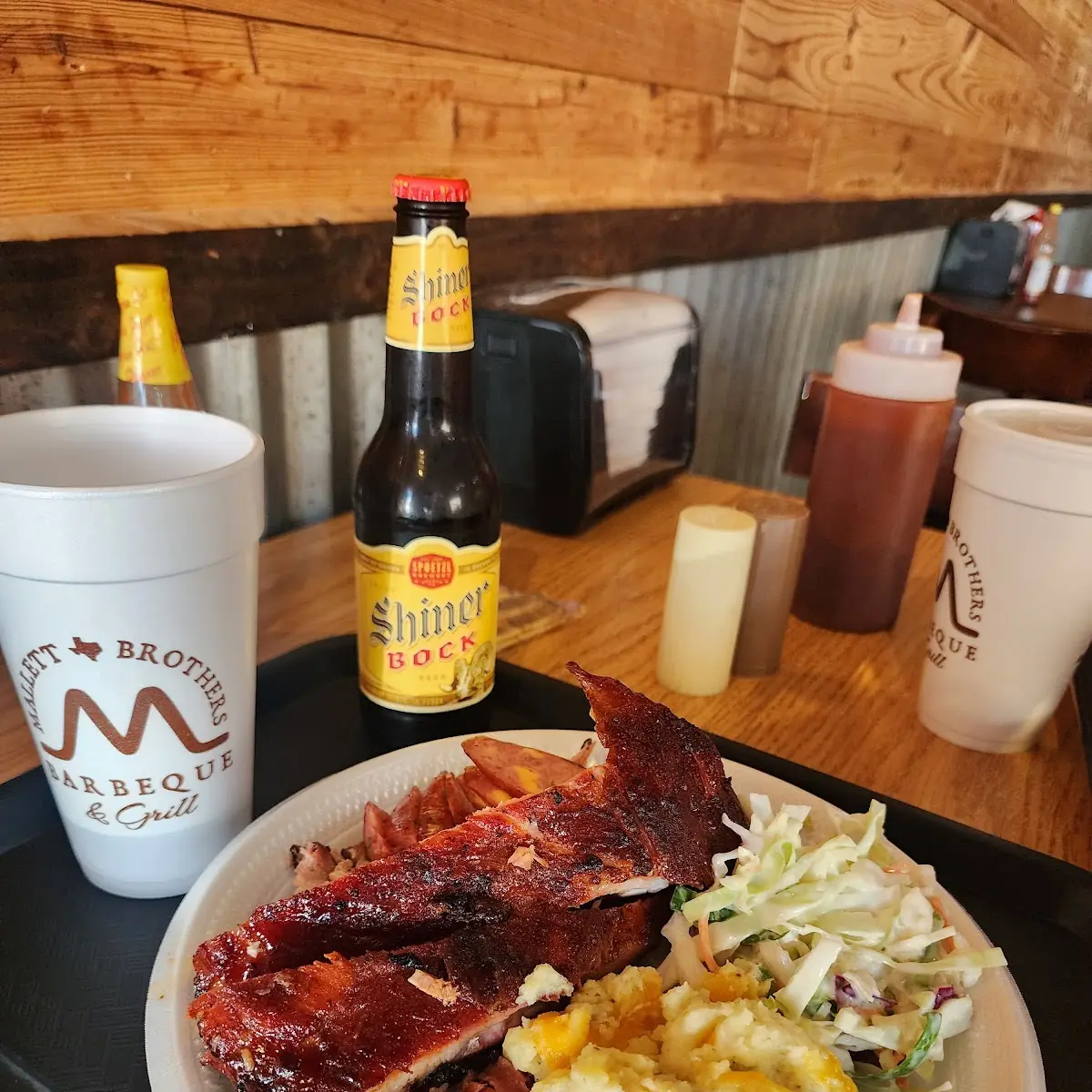 Ribs Brisket Sausage Cole Slaw Loaded Mashed Potatoes