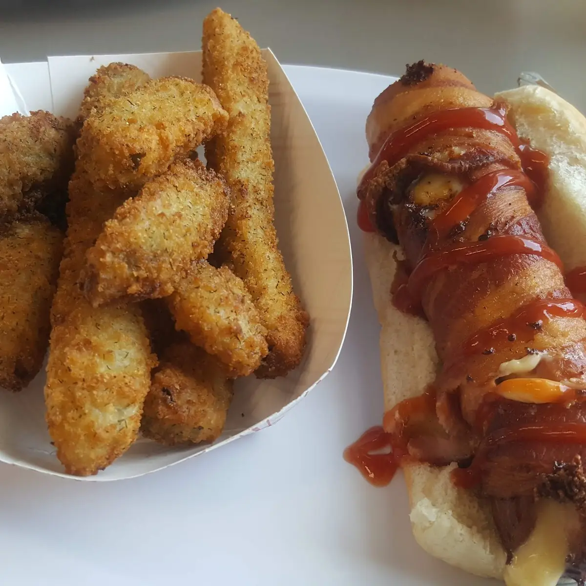 Hot Dog Wrapped in Bacon