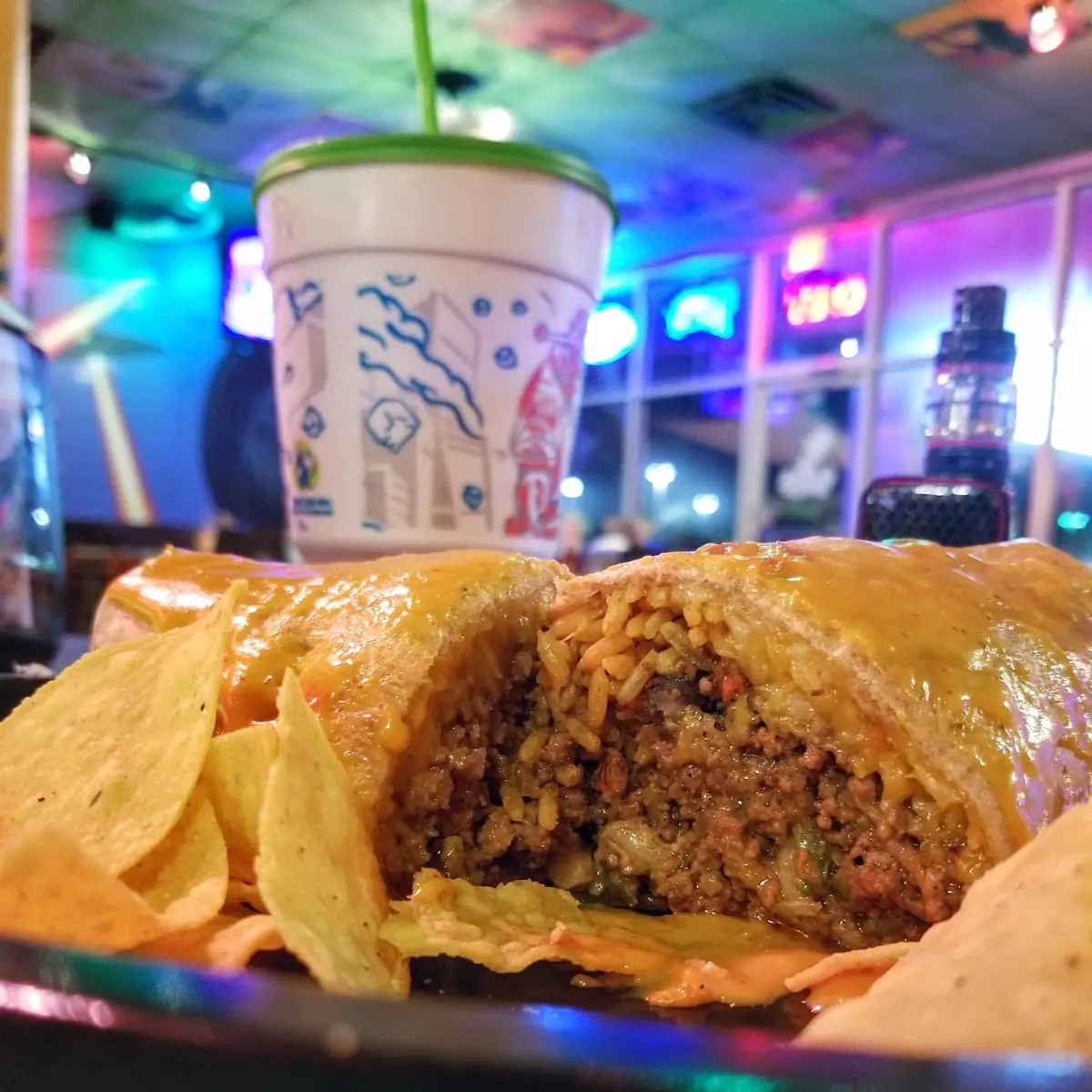 Beef Burrito with Queso Sauce
