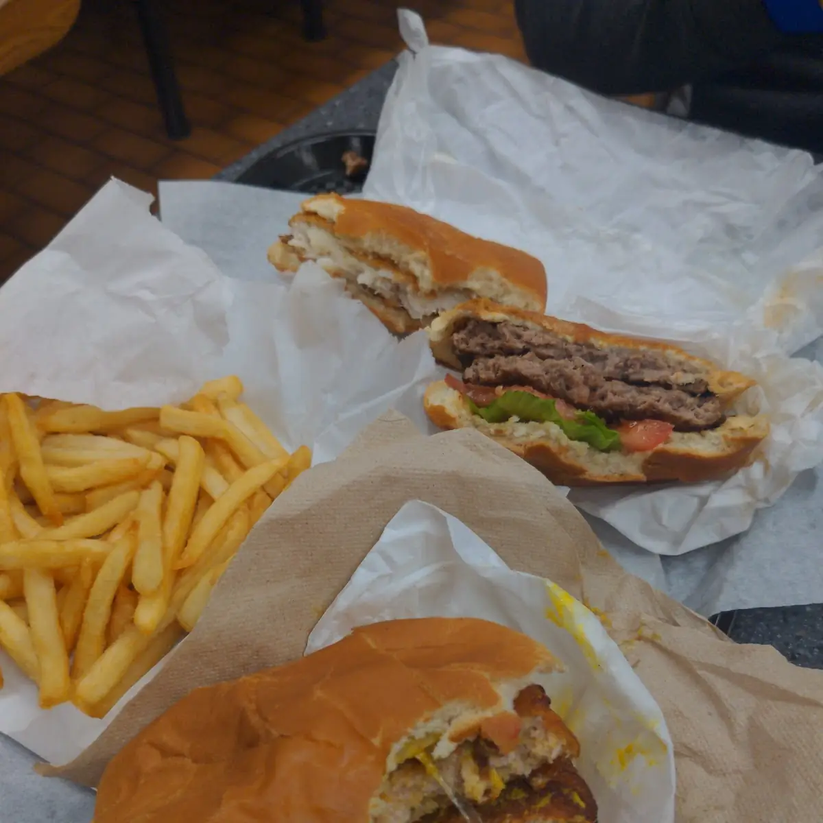 Double Pork Chop Sandwich Double Burger Fish Sandwich Large Fries