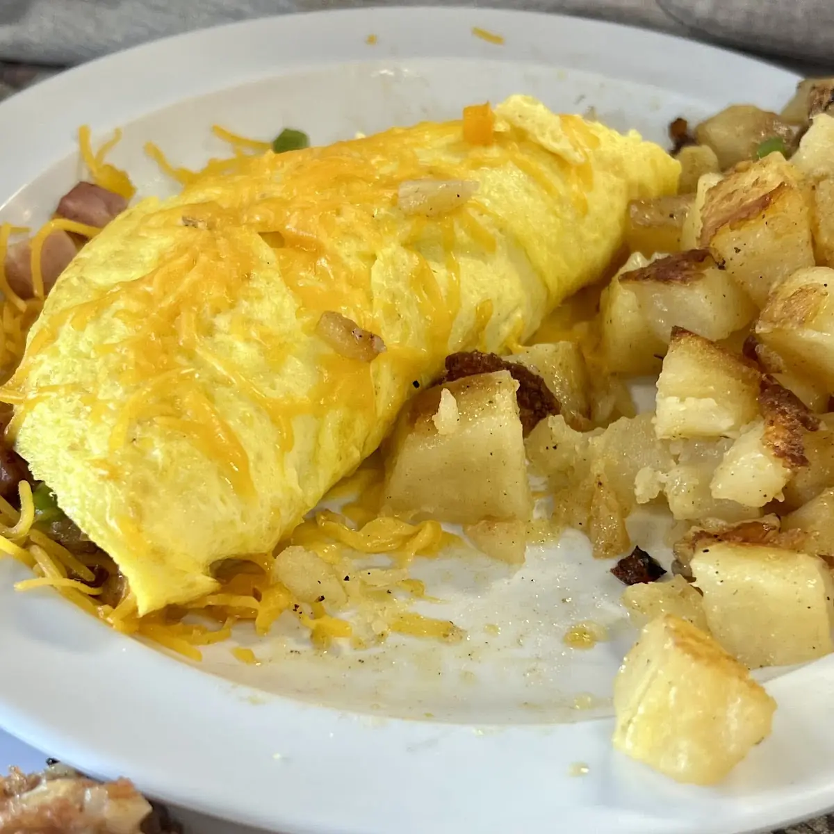Cheese Omelet and Breakfast Potatoes