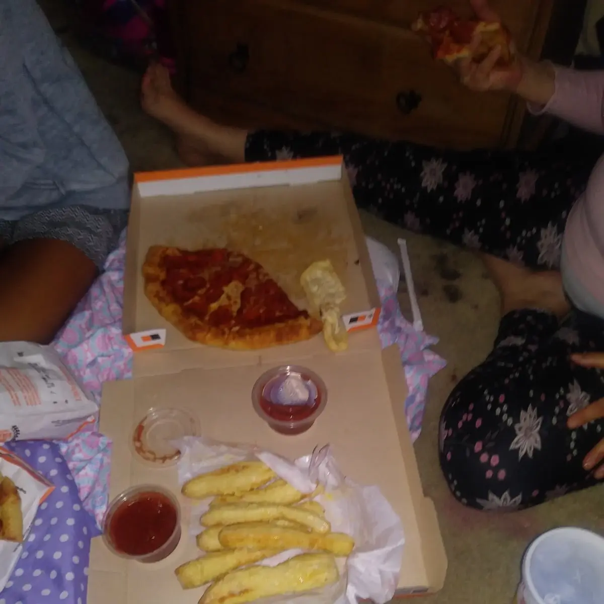 Uncooked Pizza and Bread Sticks