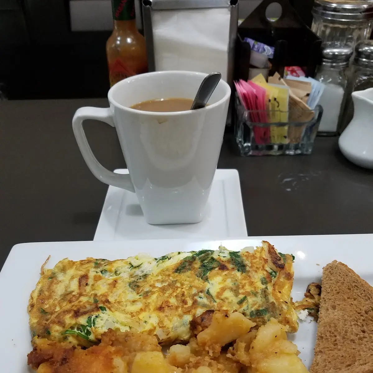 Spinach Omelette with Coffee