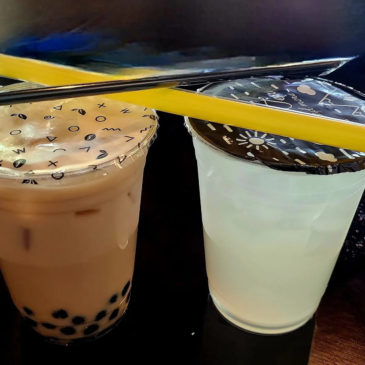 Coconut Milk Tea with Boba and Lemonade