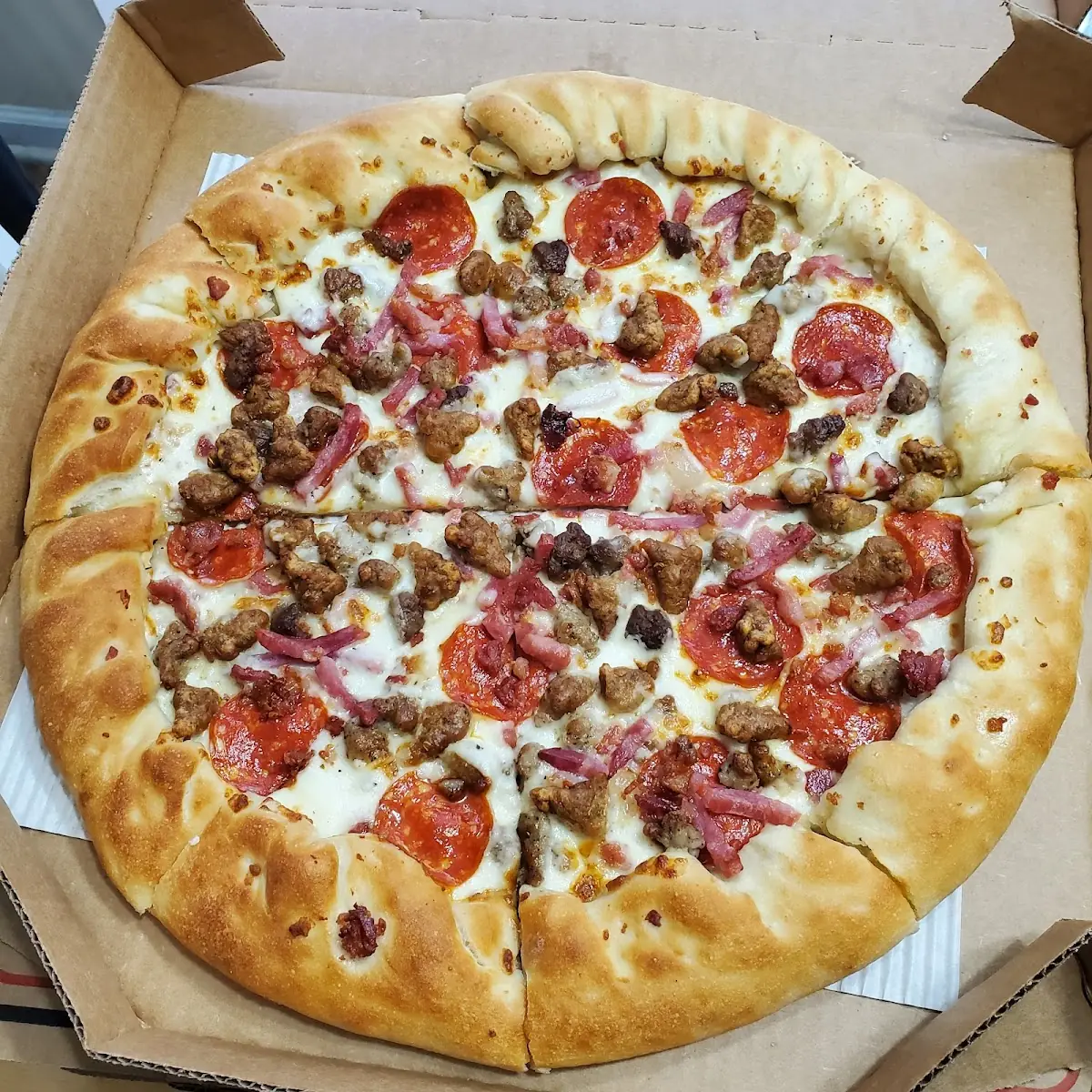 Meat Lovers Pizza with Stuffed Crust