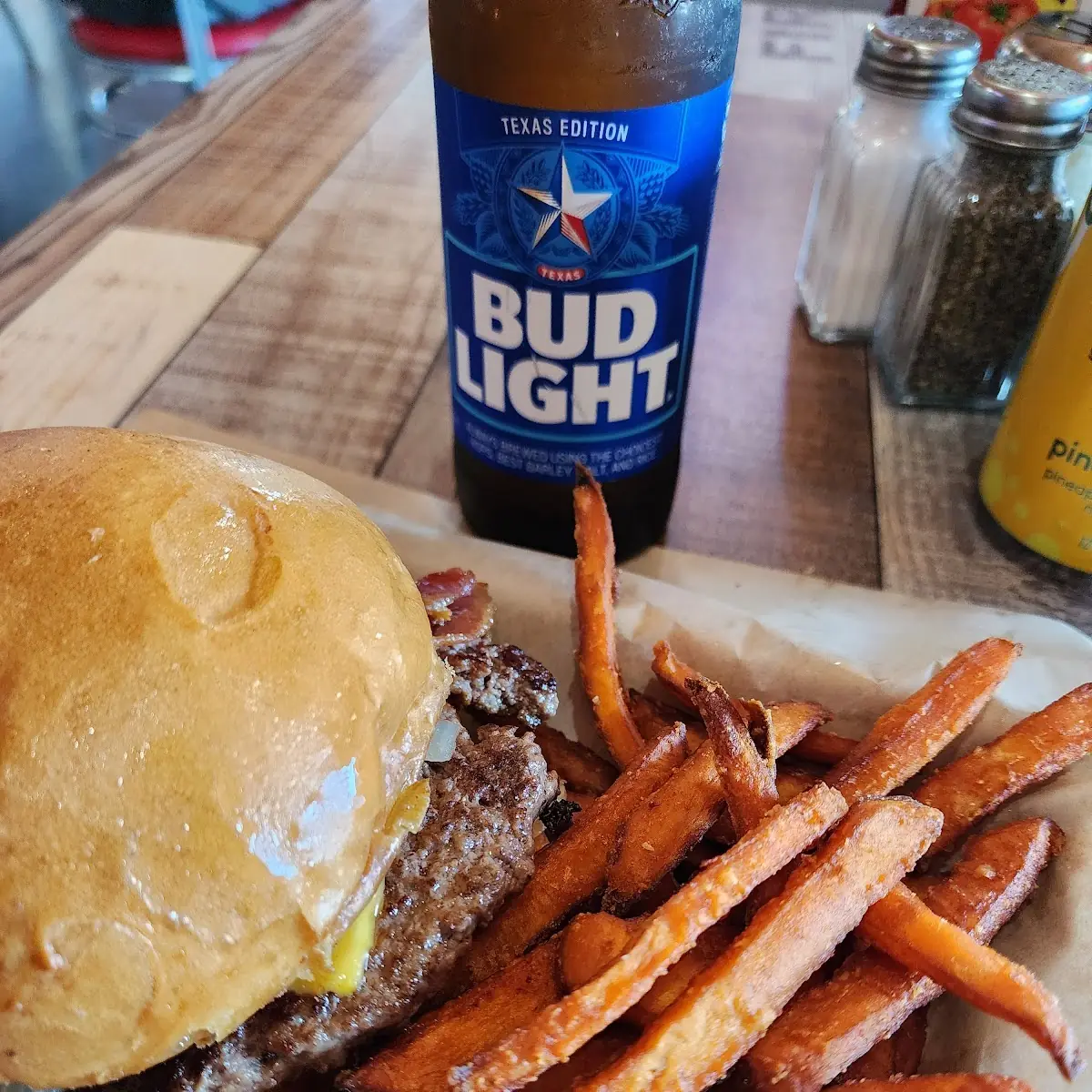 Bacon Cheeseburger and Sweet Potato Fries