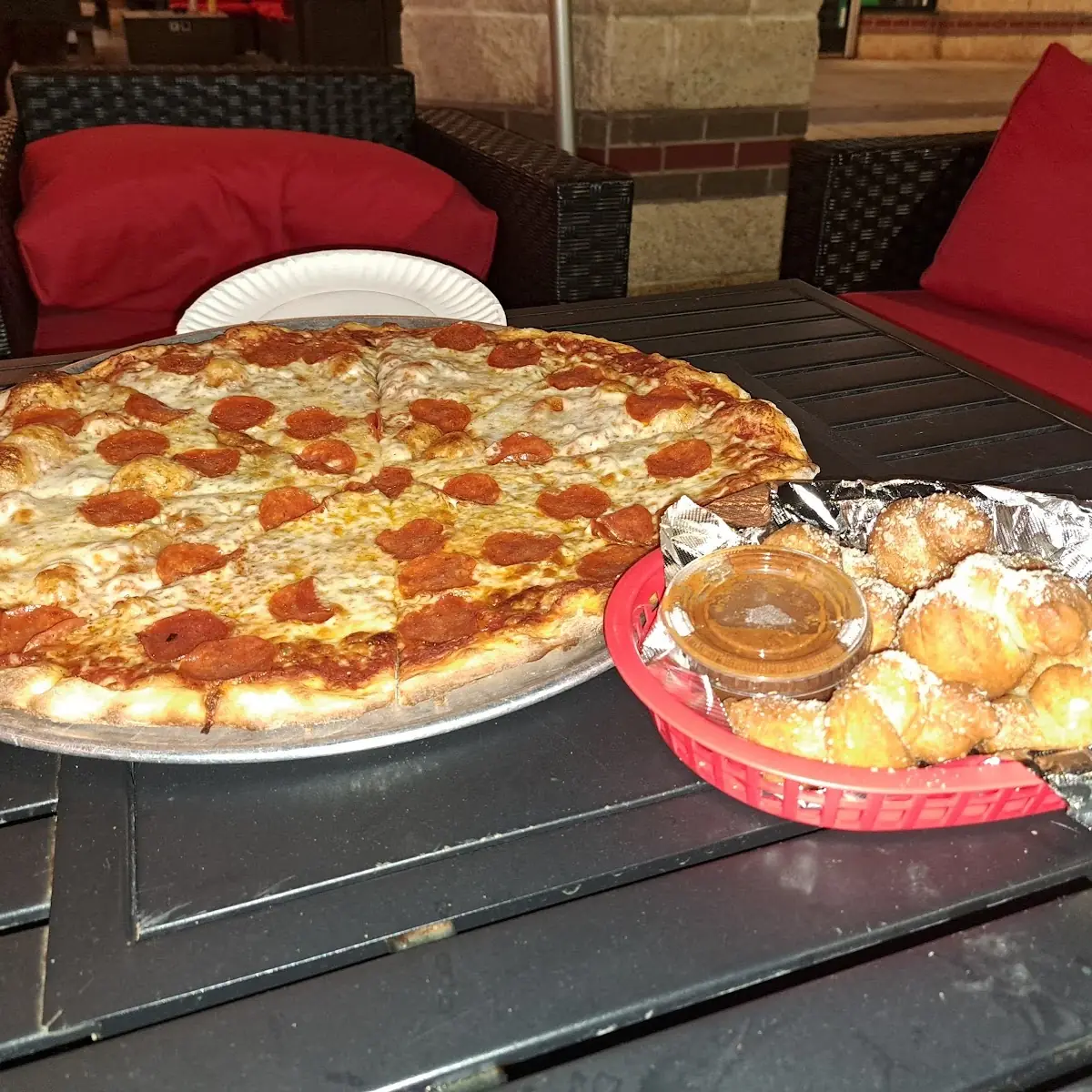 Pepperoni Pizza and Garlic Knots