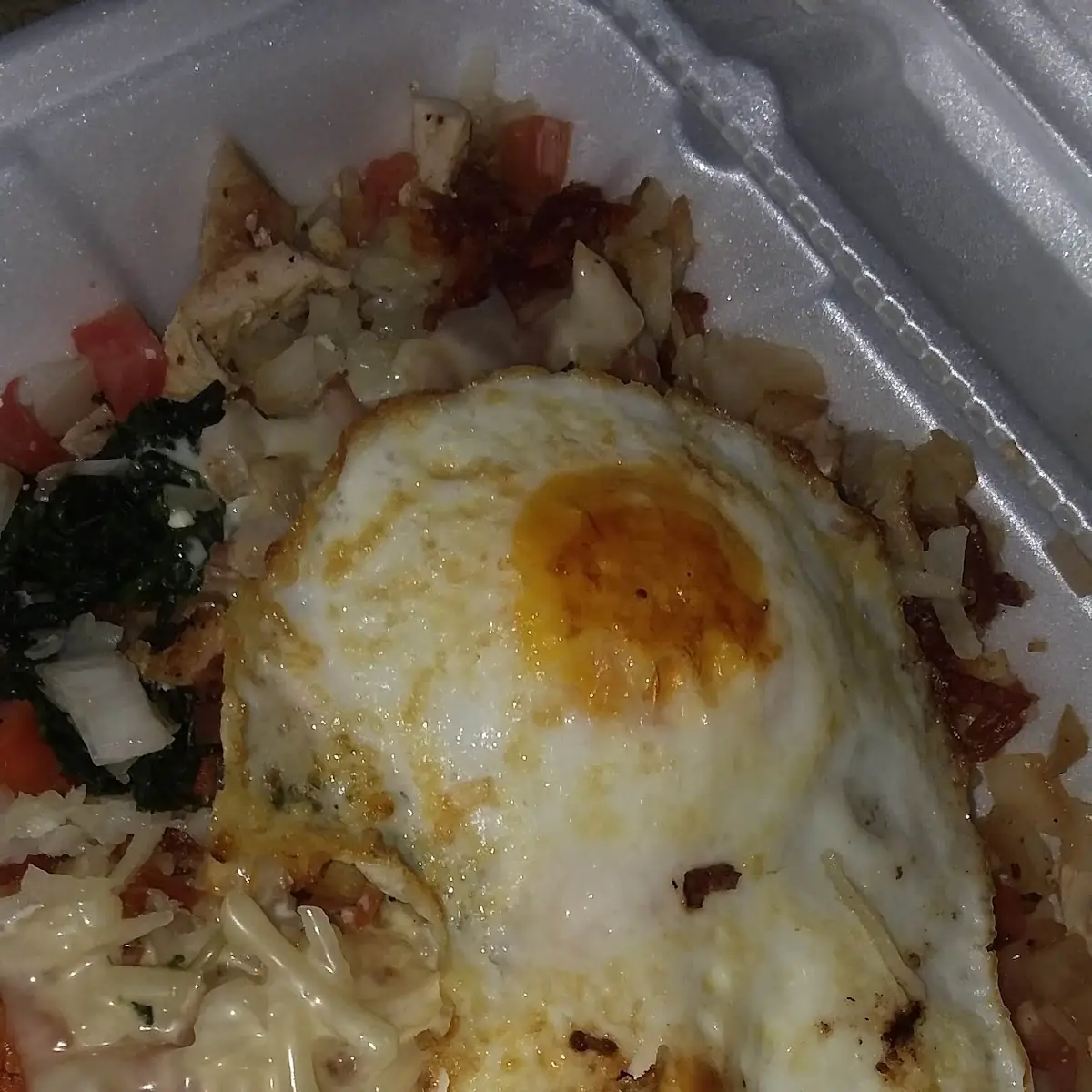 Grilled Chicken Skillet w Fried Eggs