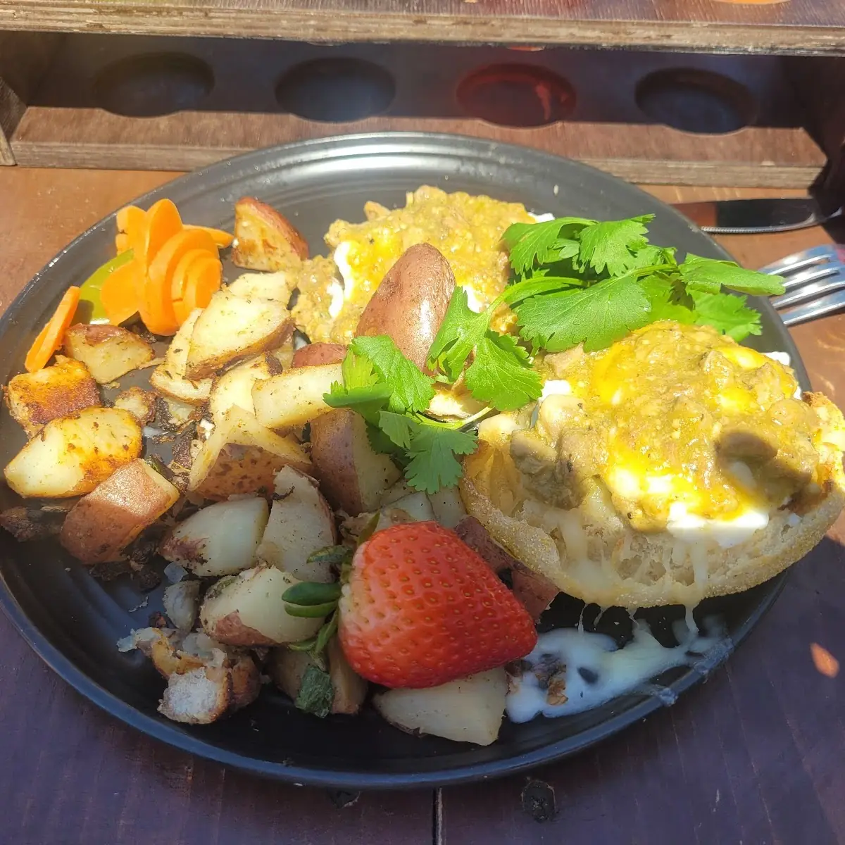 Chili Verde Eggs Benedict