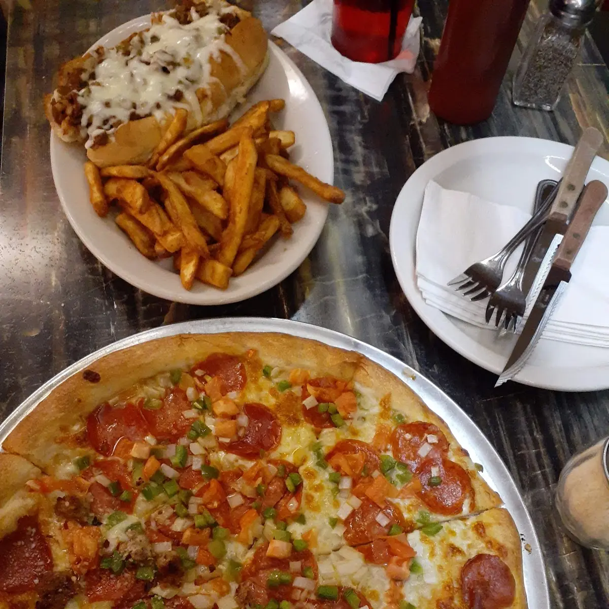 4 Topping Pizza and Philly Cheese Steak