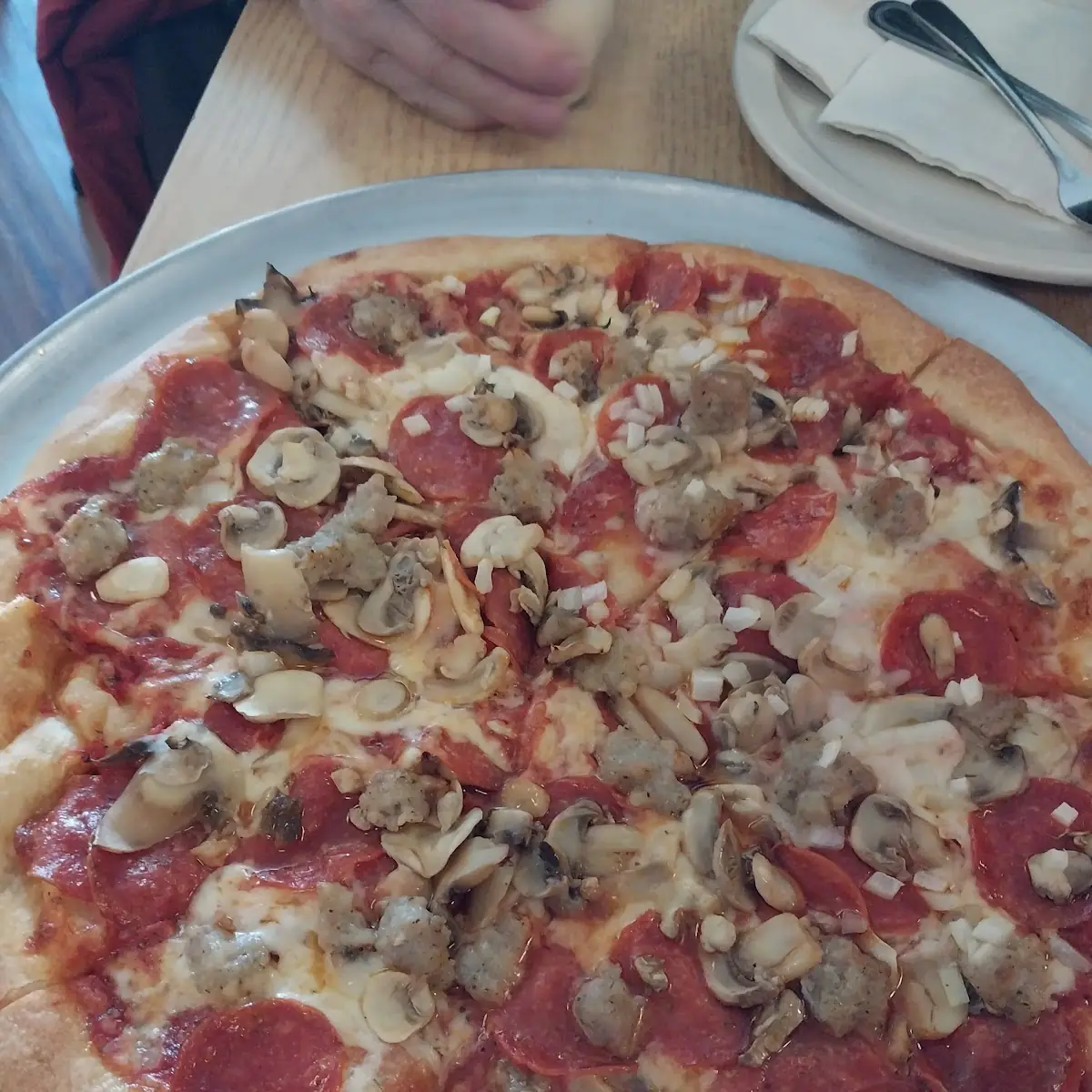 Pepperoni Sausage and Mushrooms Pizza