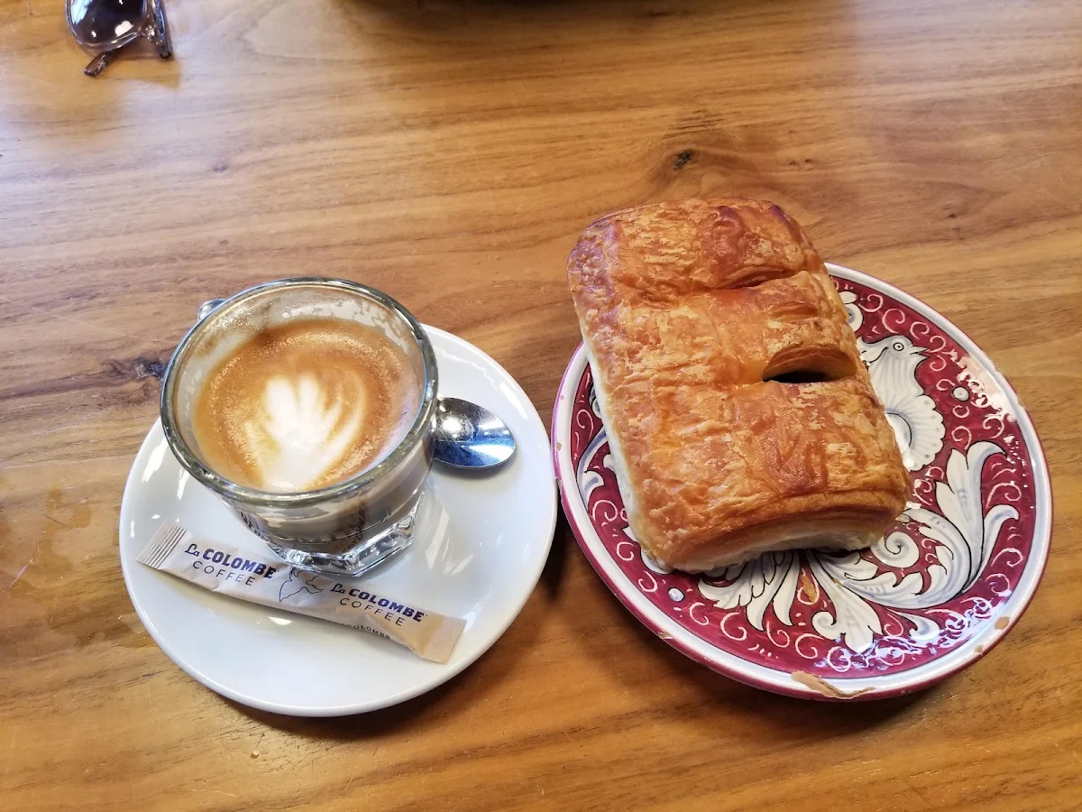 Cortado and Spinach and Cheese Croissant