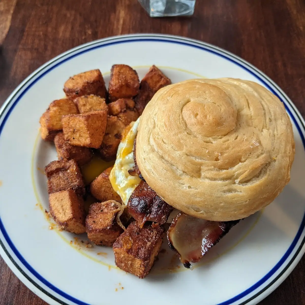 Egg Bacon and Cheese on Croissant Sandwich