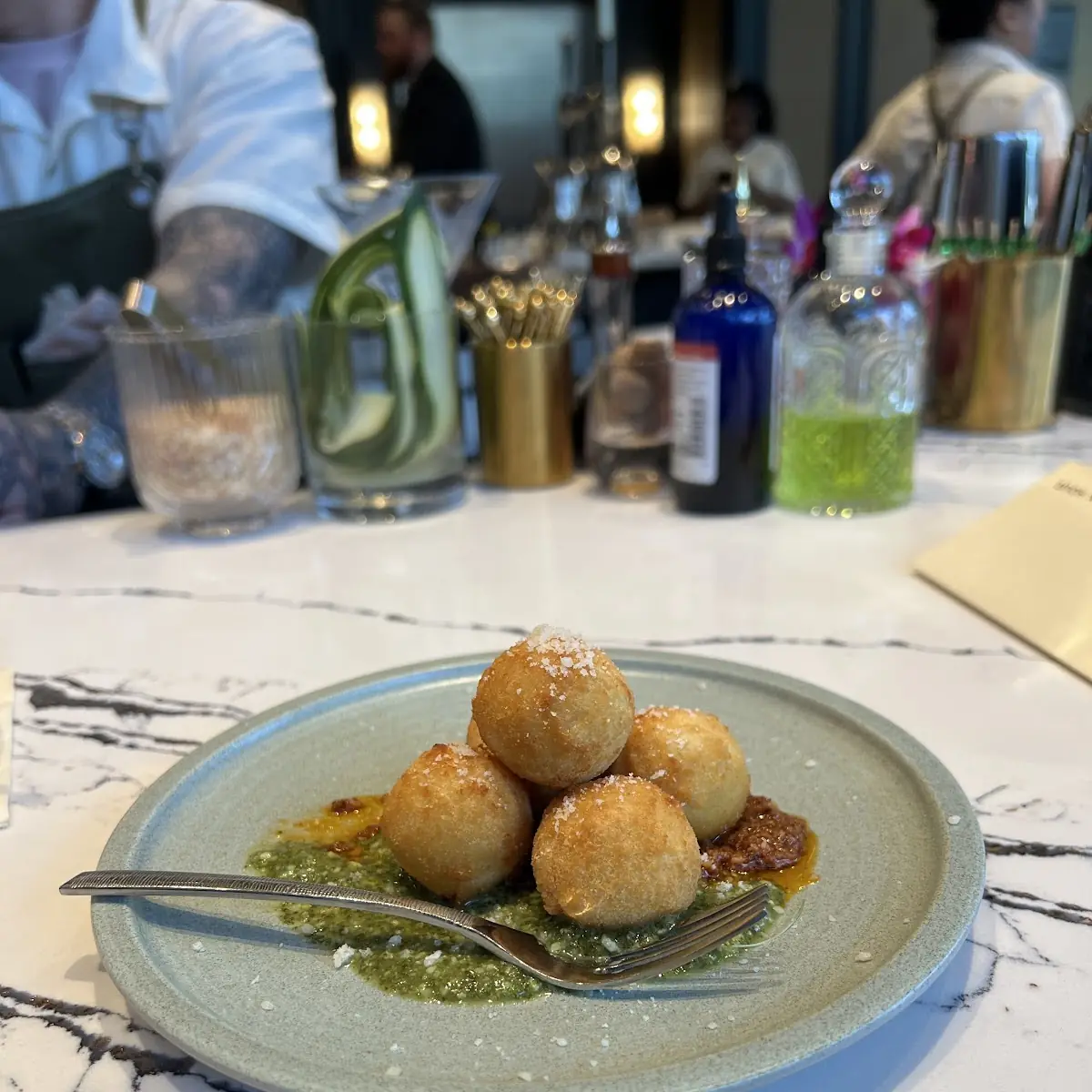 Fried Goat Cheese with Pesto