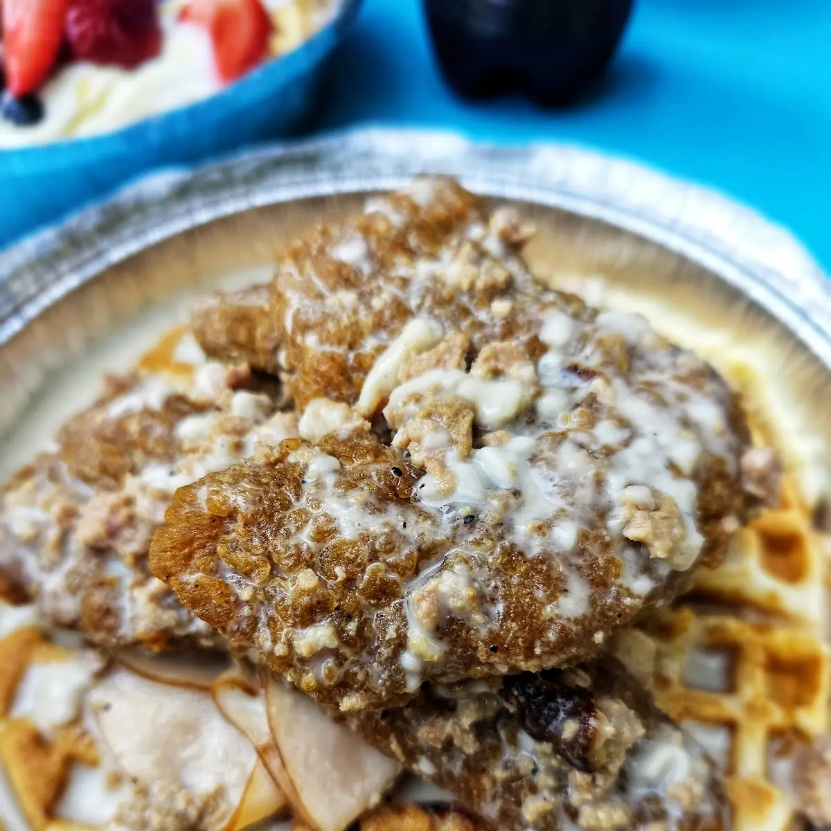Apple Pie Caramel Crunch Cheesecake Waffle