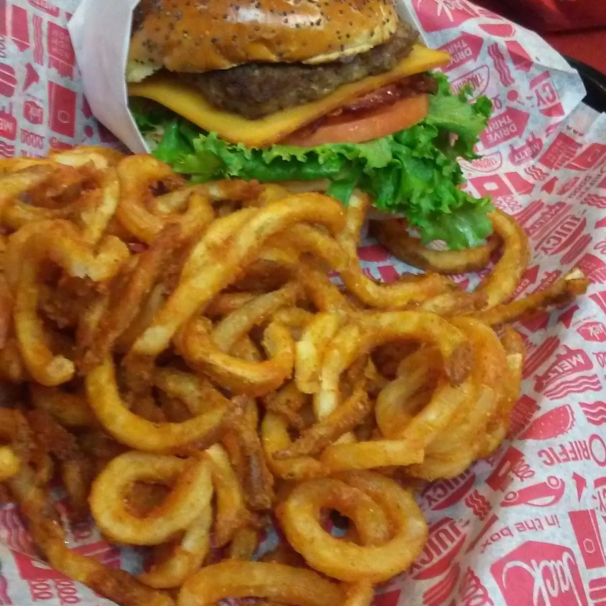 Sriracha Curly Fry Burger