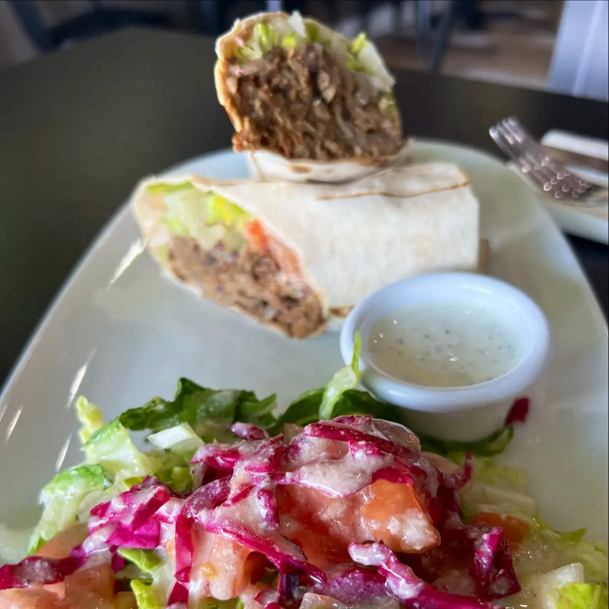 Side Salad and Sauce Wrap