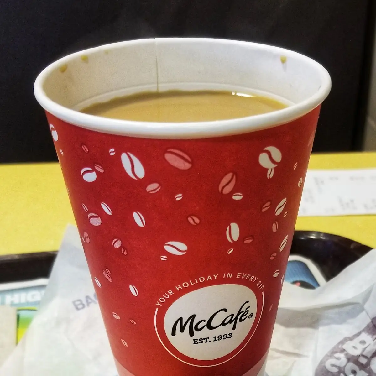 Sausage and Egg Biscuit with Coffee