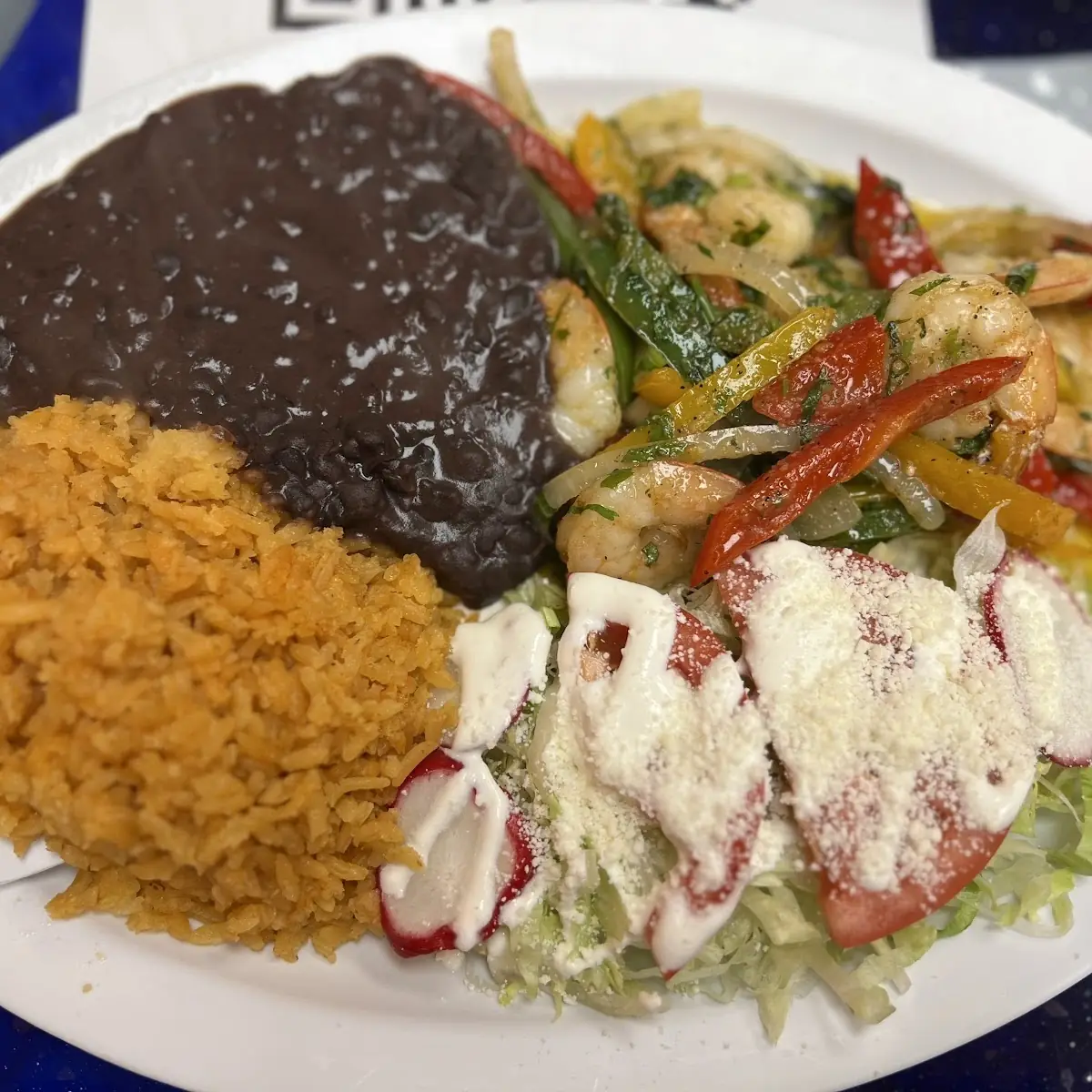 Rice Beans and Salad
