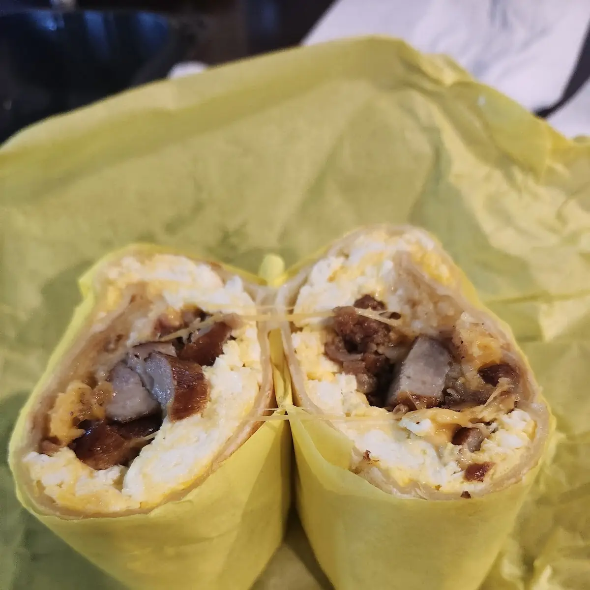 Bacon Sausage Breakfast Burrito