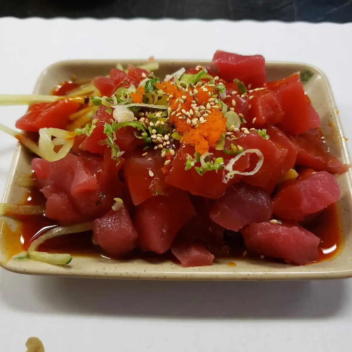 Spicy Tuna Salad with Miso Soup