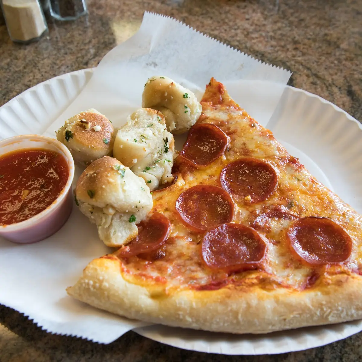 Pepperoni Pizza and Garlic Knots
