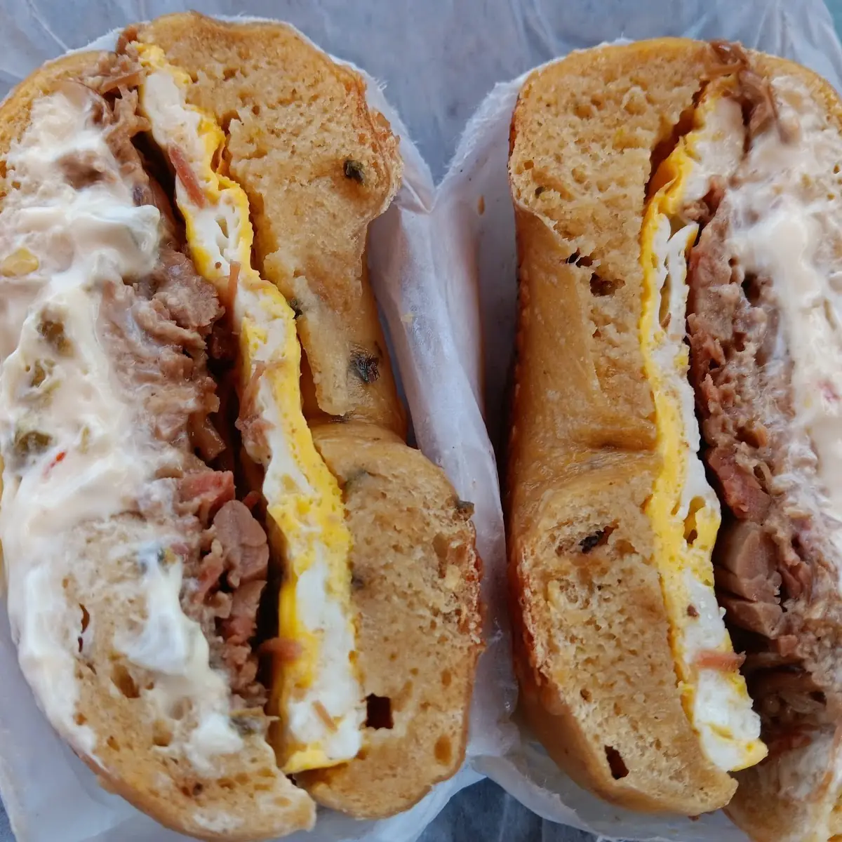 Beef Brisket Breakfast Bagel Sandwich