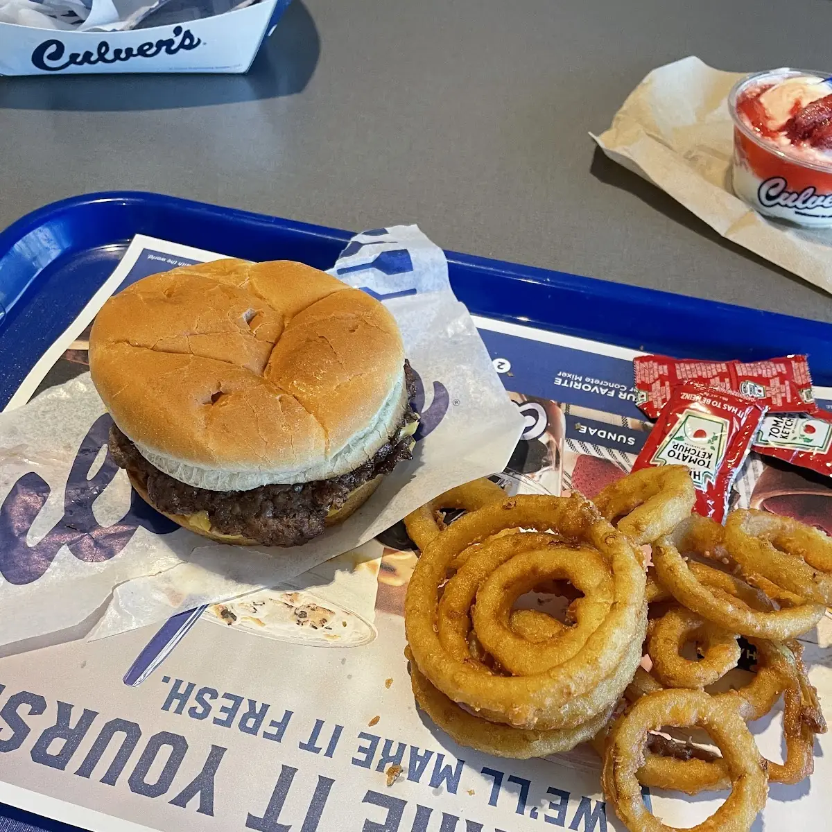 Double Cheeseburger and Onion Rings