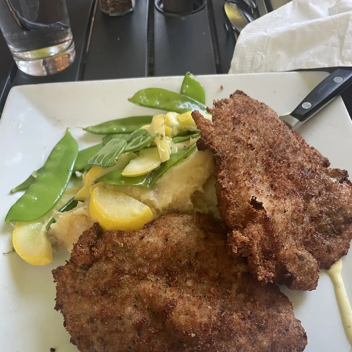 Chicken Schnitzel with Smashed Potatoes