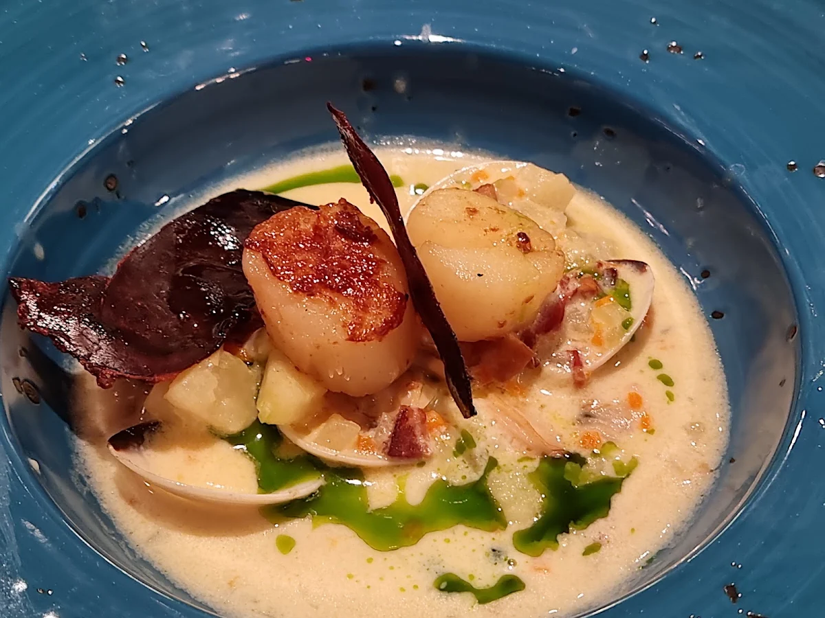 Pan Seared Scallops with Clam Chowder and Crispy Prosciutto, Casa Nova Italian Restaurant & Bar, Honeysuckle