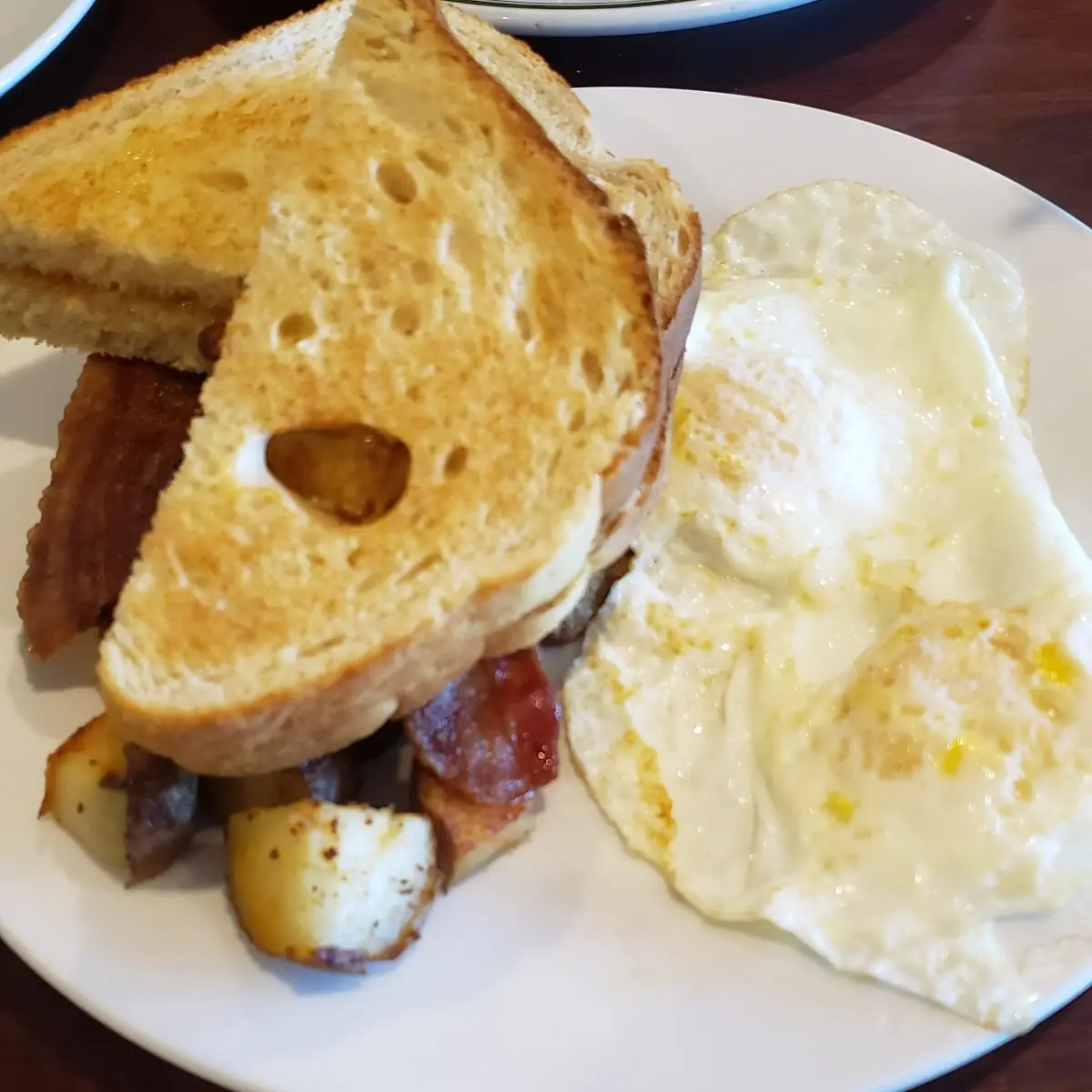 Egg Bacon Toast Home Fries