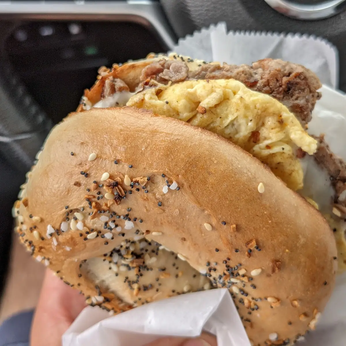 Steak and Cheese on Everything Bagel