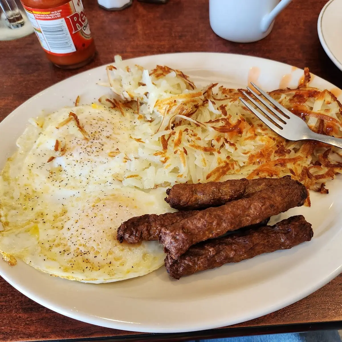 Eggs with Hash Browns and Toast