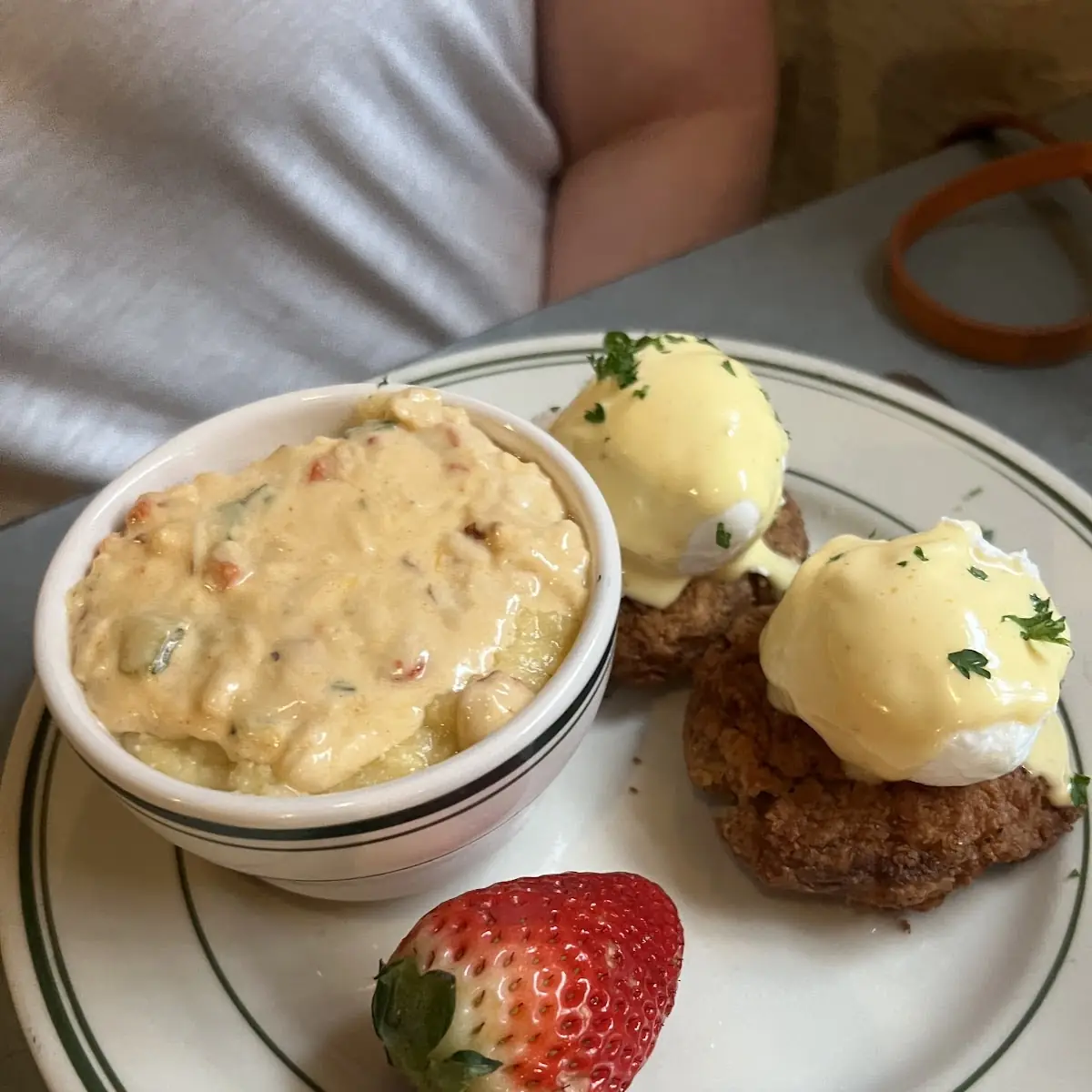 Fried Chicken Benedict with Grits