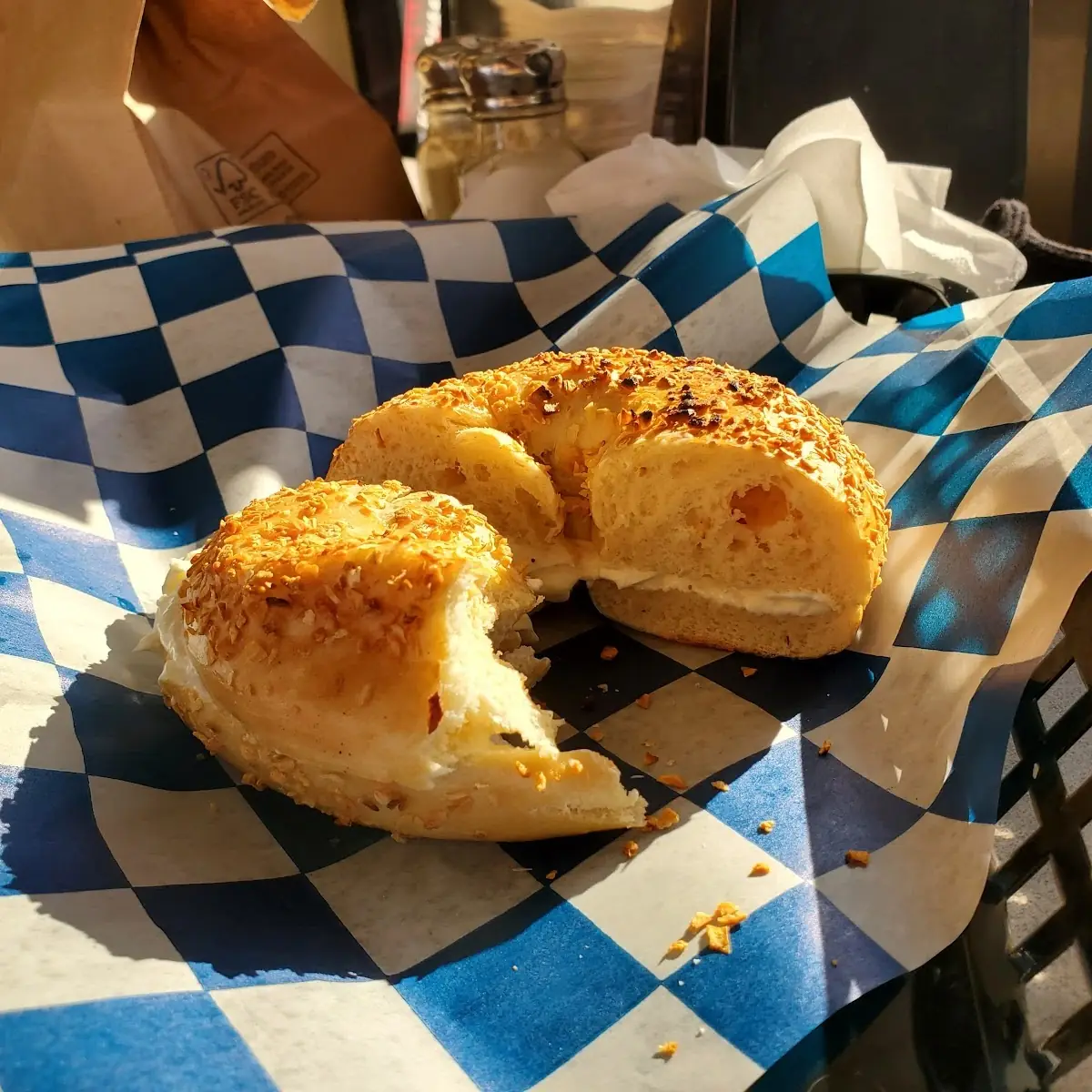Onion Bagel with Cream Cheese