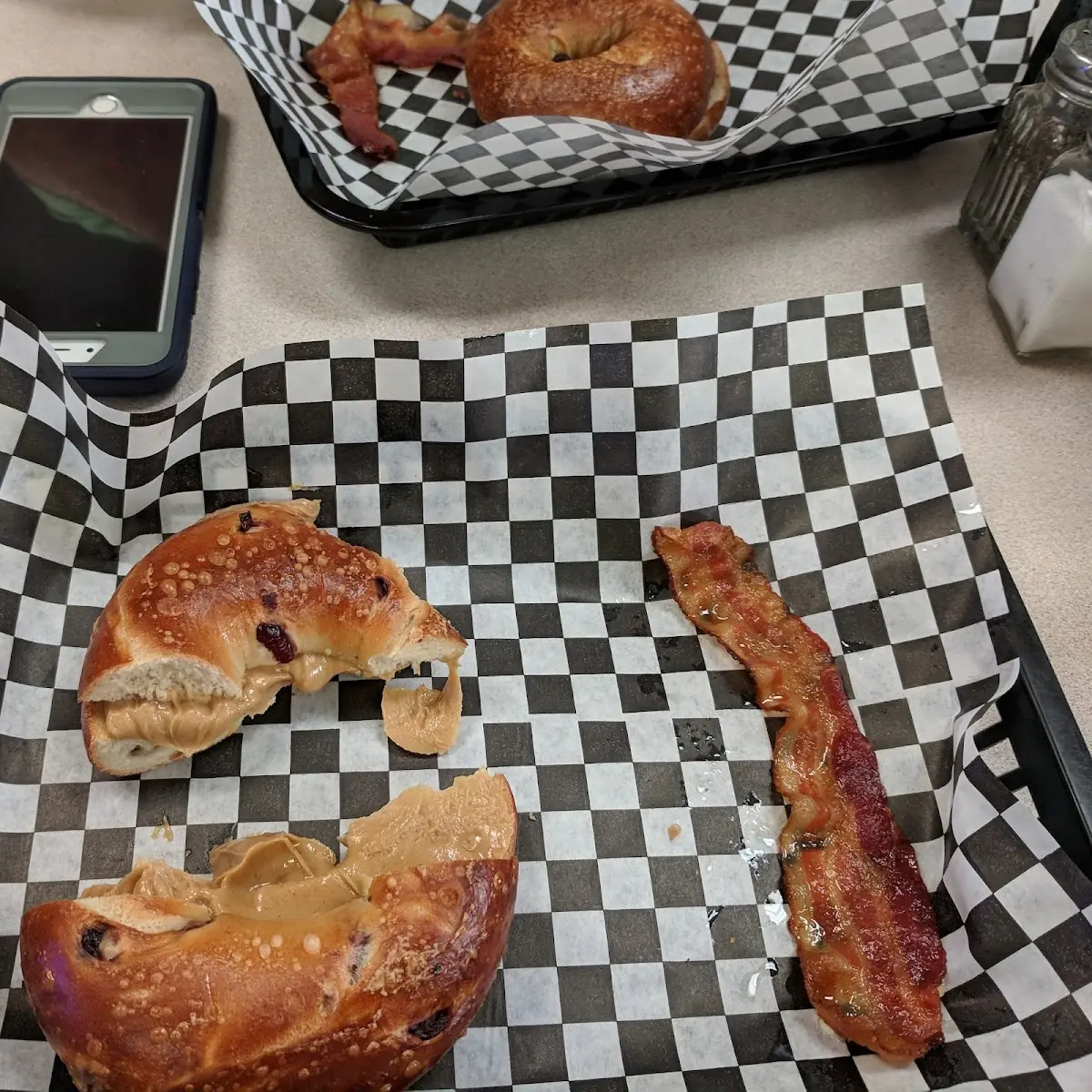 Toasted Blueberry Bagel with Peanut Butter