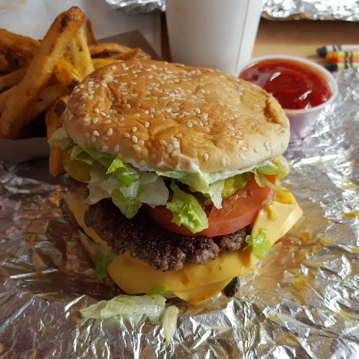 Cheese Burger with Everything and Fries
