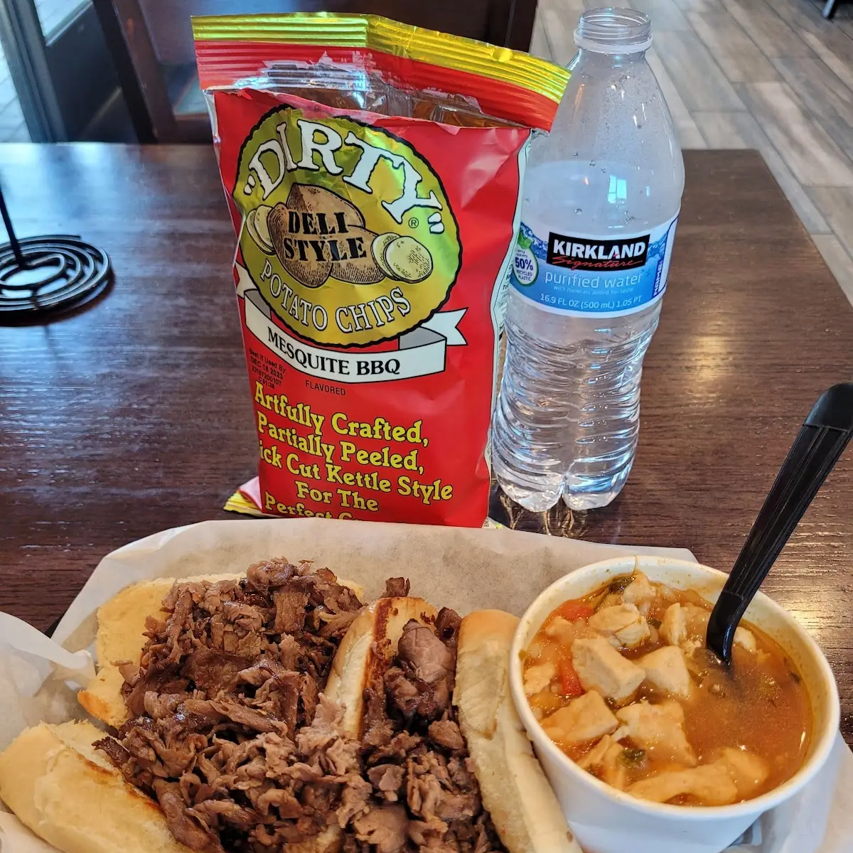 BBQ Tri-Tip Sandwich with Aztec Chicken and Rice Soup