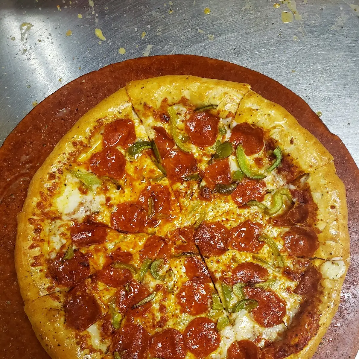 Large Stuffed Crust Pepperoni Onion and Green Peppers
