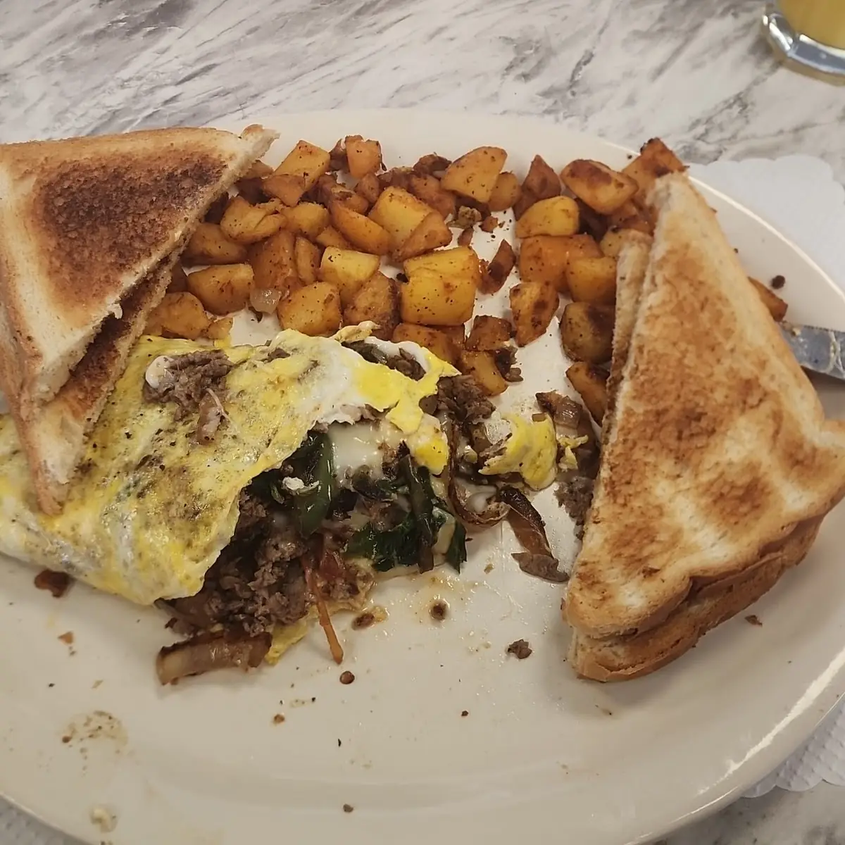 Steak Homolett and Veggie Omelette
