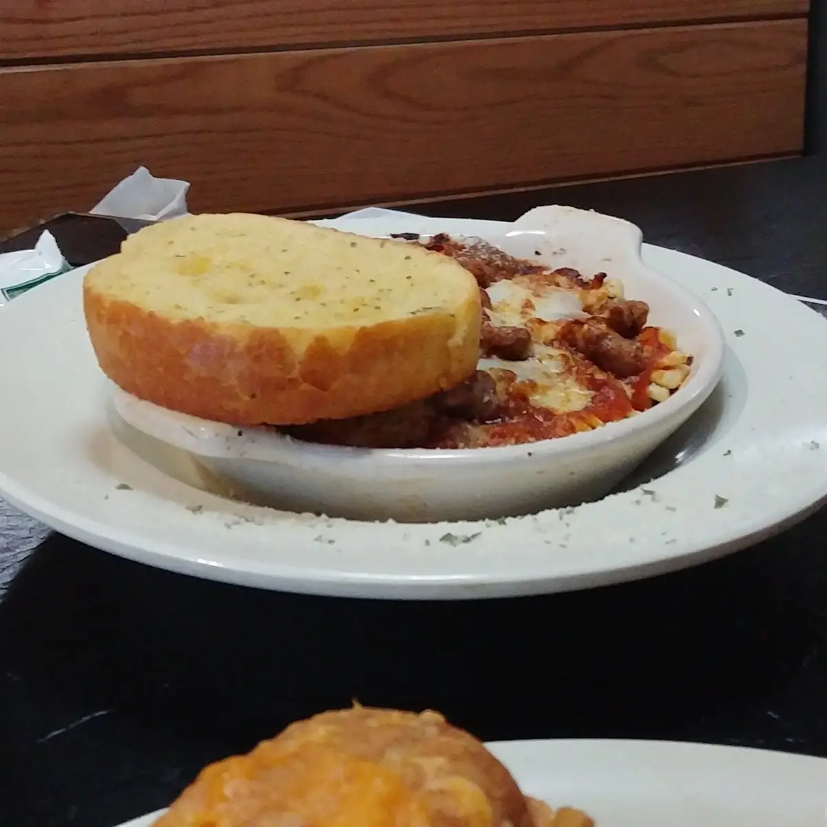 Pasta with Meat Sauce & Garlic Bread